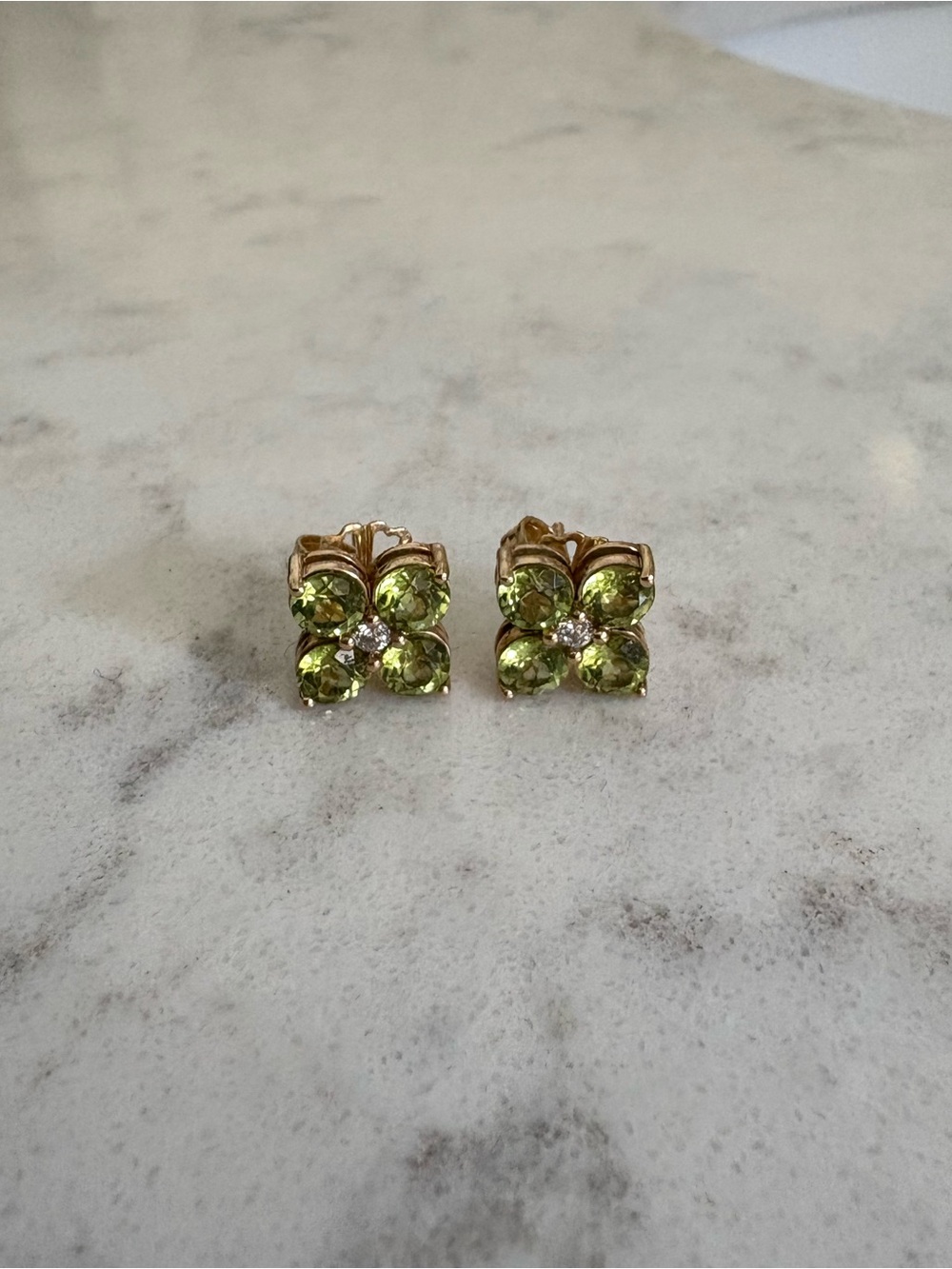 Haverhill Peridot and Diamond Gold Stud Earrings